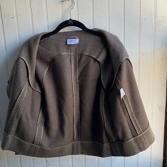 Akris Punto Beige Brown Cream Diagonal Stripe One Button Blazer Jacket - Wool  8 - Picture 13 of 16